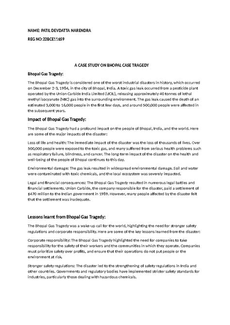 22BCE11659 CASE Study ON Bhopal Tradegy - NAME: PATIL DEVDATTA NARENDRA ...