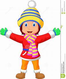 clipart inverno a in winter clothes waving stock vector clipart inverno a in winter clothes waving stock vector