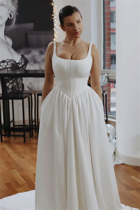 Basque Waist Satin Wedding Dress by Velo Bianco