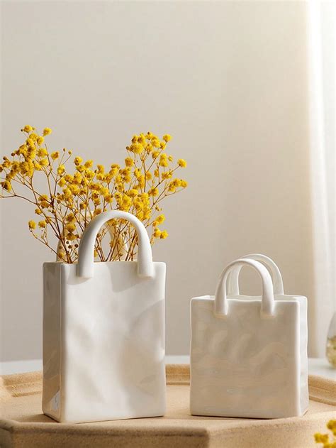 1pc Rinkle Paper Bag Ceramic Makeup Brush Storage Container ,Vase,5.7 ...
