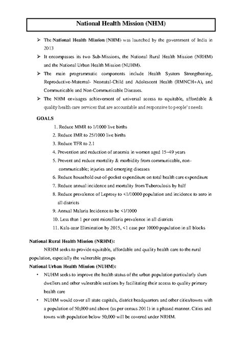 NHM - Comprehensive Lecture Notes on Health Missions and Strategies ...