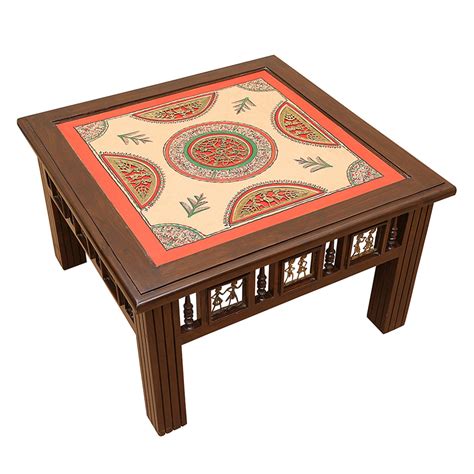 Vaari Coffee Table in Teakwood with Walnut Finish (30x30x18) – Aakriti ...