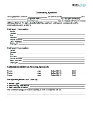 Fillable Online Co-Parenting Agreement Template. Co-Parenting Agreement ...