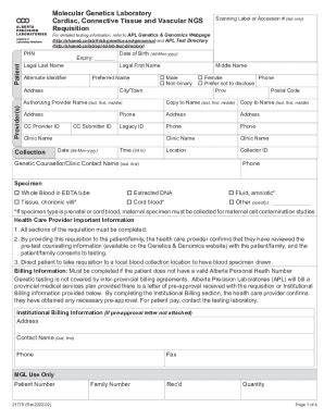 Molecular Genetics Laboratory Requisition - Blank Fillable Template ...