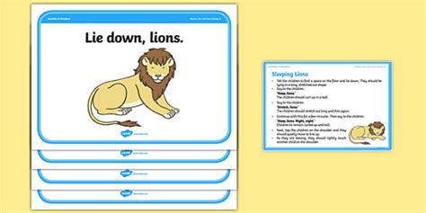 Sleeping Lions Cool-Down Activity Card | Reception PE