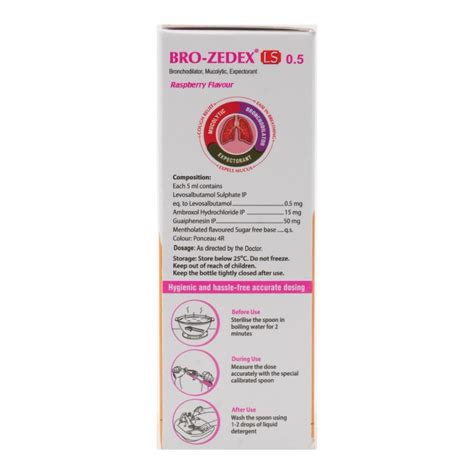 Bro-Zedex LS 0.5 Raspberry Flavour Expectorant 60 ml Price, Uses, Side ...