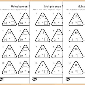 Multiplication Triangles 2, 5 and 10 Times Worksheet / Worksheets