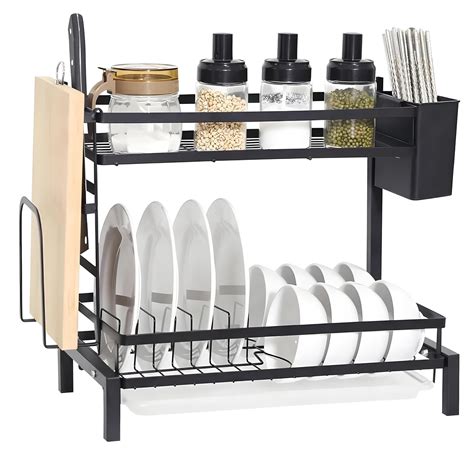 JIALTO Double Deck Dish Sink Rack for Kitchen with Multiple Shelf and ...
