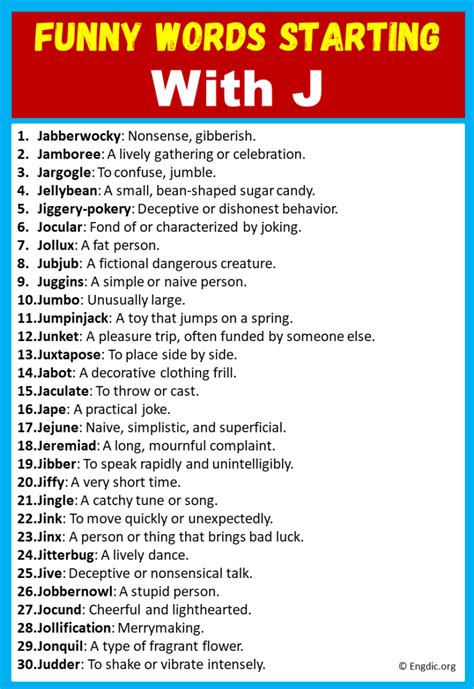 100 Funny Words That Start With J (With Meanings) - EngDic