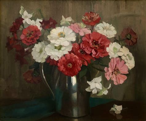 Marguerite Stuber Pearson - Still Life with Zinnias For Sale at 1stDibs