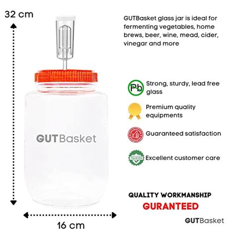 Fermentation Jar - Wide Mouth (2 Litre) - Gutbasket