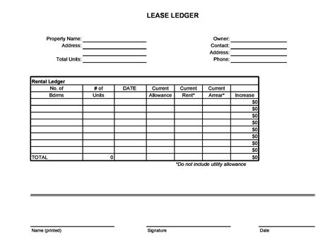 40 Printable Rental Ledger Templates (Lease Ledger)