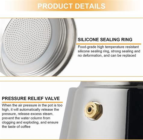 Buy Consfly Stainless Steel Moka Pot 6 Cup/10oz/300ml Stovetop Espresso ...