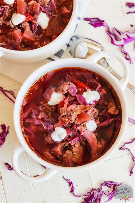 Red Cabbage Soup with Apples & Bratwurst Recipe • Seeking Good Eats