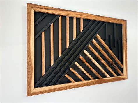 WOOD ART | Chic Wall Decor | Geometric Art | Framed Wood Art | Large ...