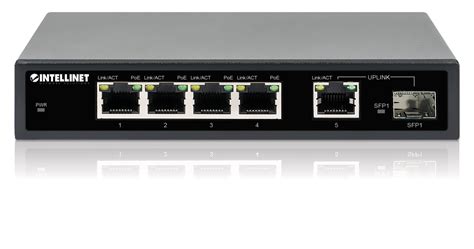 Intellinet 5-Port Gigabit Ethernet PoE+ Switch with SFP Port (561822)