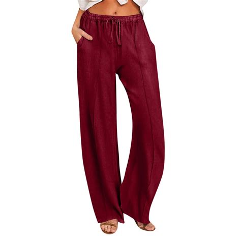 Diufon Knit Womens Lounge Pants Solid Color Wide Leg Pants Elastic ...