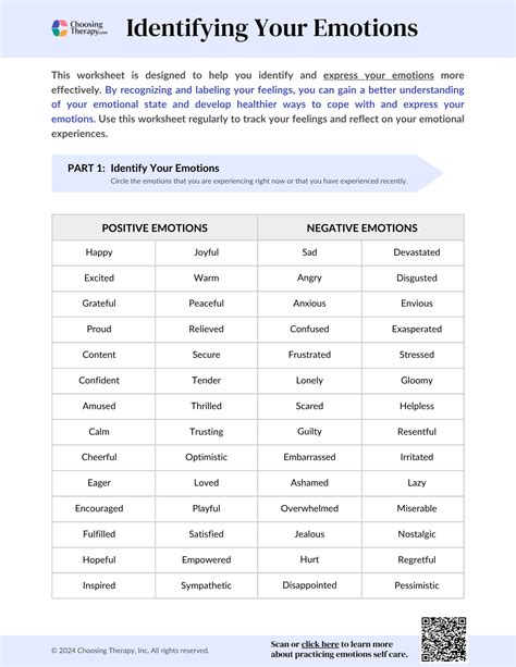 Free Identifying Emotions Worksheet (PDF Download) | ChoosingTherapy.com