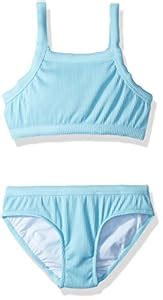 Seafolly Girls' Big Rib Tankini One Piece Swimsuit, Aqua Sky, 10 ...