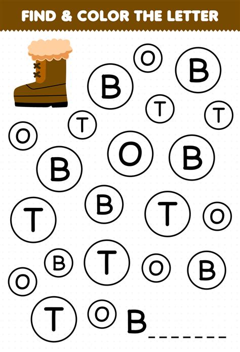 Education game for children find and color letter B for boot printable winter worksheet 14660246 ...