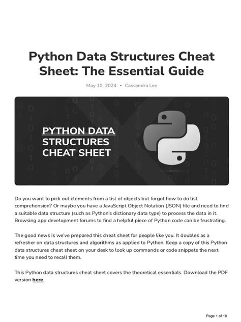 Image result for Python Programming Cheat Sheet PDF