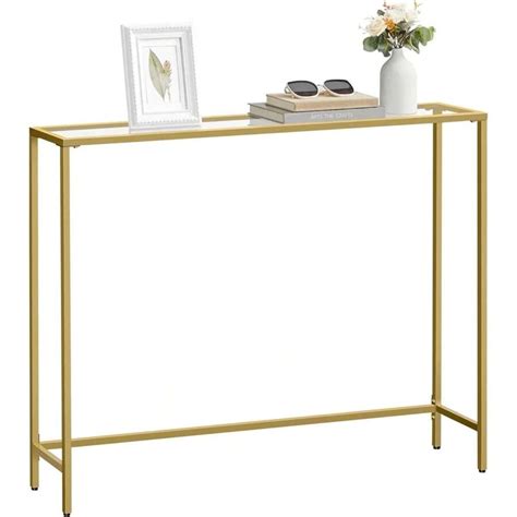 VASAGLE 39.4 Inches Console Table, Tempered Glass Sofa Table, Modern ...