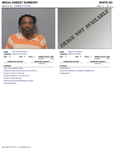 White County Sheriff's Office Arrest Report 3/15 - 3/23/2026 - WhiteWhite