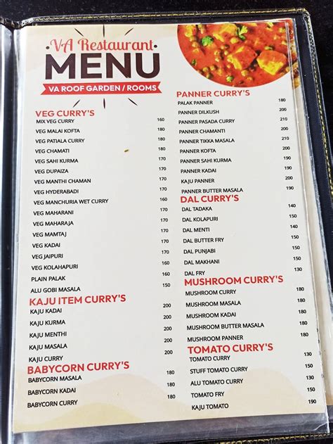 Menu at V A Bar & Restaurant, Manvi