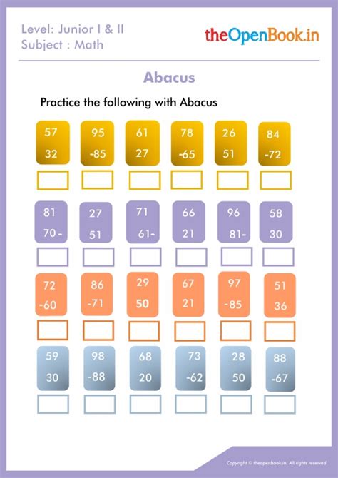 Practice the following with abacus