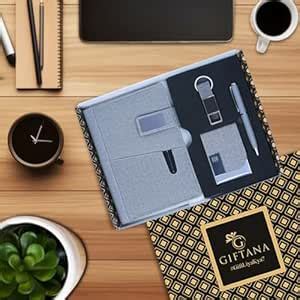 Giftana 4 in 1 Jute with Pen, Card Holder and Metal Keychain Gift Set ...