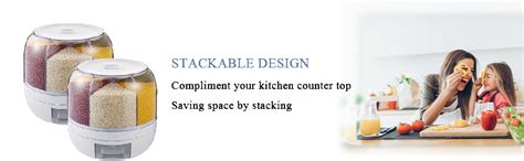 Buy Dravizon 6-Grid Rotating Food Dispenser - Rice Bucket Storage Tank ...