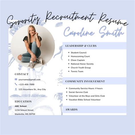 Custom sorority resume template – Artofit