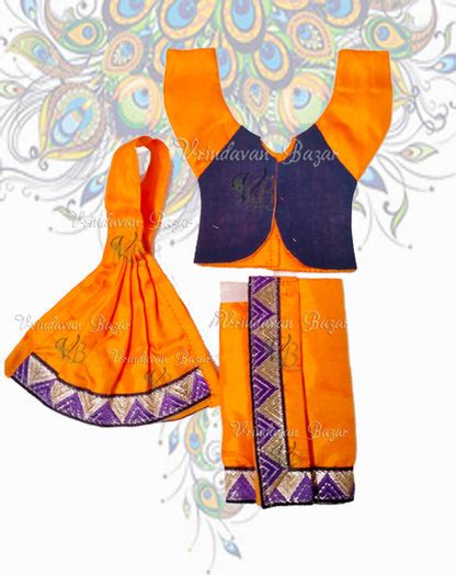 Orange Gaur Nitai dress with lace border; Size 5 inch – Vrindavan Bazaar