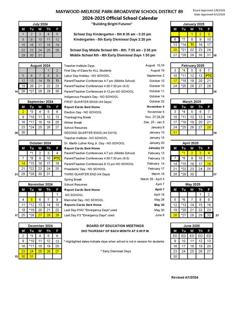 Emerson Elementary School - 2024-2025 Calendar