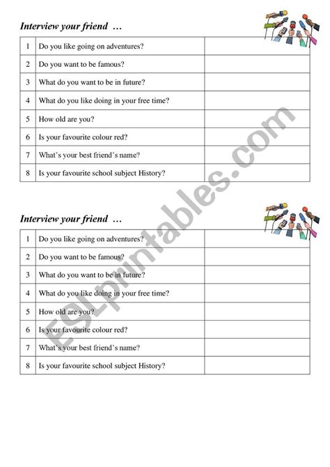 Interview Worksheet Elementary 的图像结果