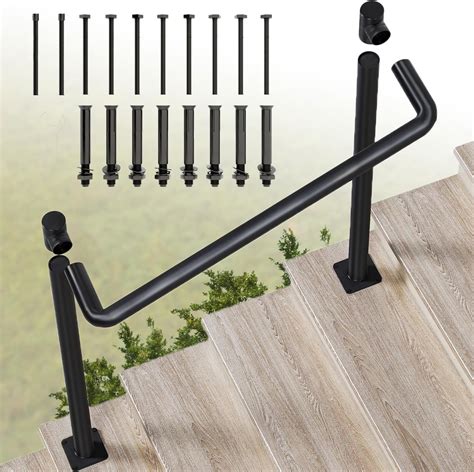 Mychoiii 5-Step Handrails for Outdoor Steps,Outdoor Stair Handrail Fits ...