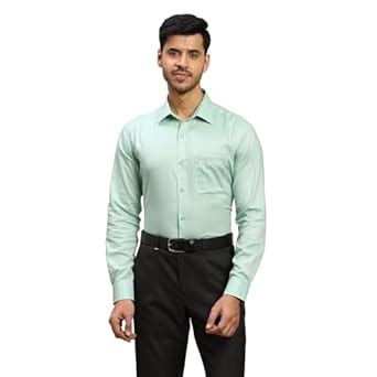 Raymond Men's Contemporary Fit Structure Pattern Pure Cotton Semi ...