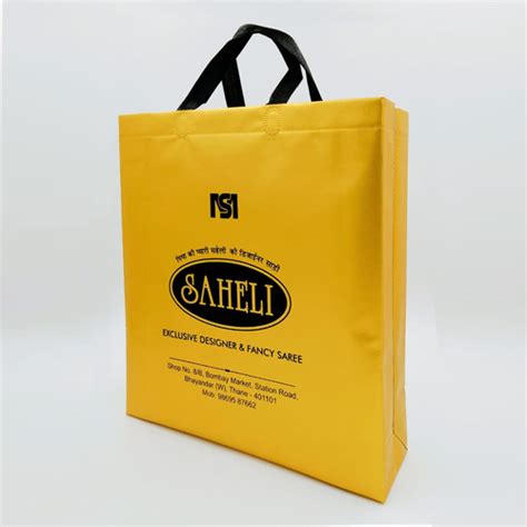 Bagsguru - Printed Gold Shine Laminated Non Woven Box Bag