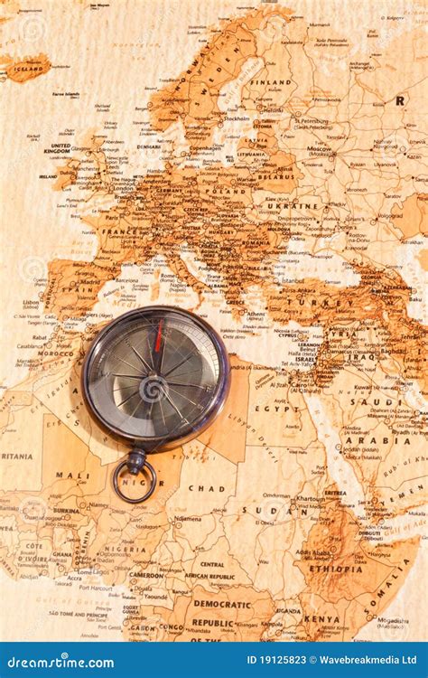 World Map with Compass Showing Stock Image - Image of east, exploration: 19125823