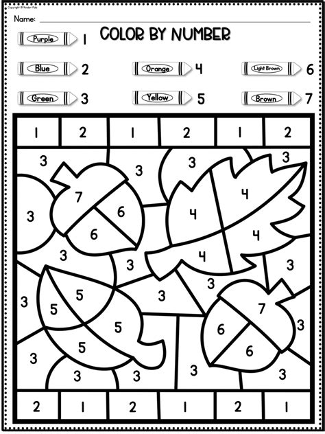 Color by Number Fall Coloring Pages | Numbers 1-10 Recognition | Morning Work | Made By Teachers