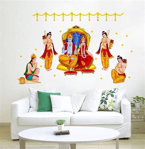 rawpockets Vinyl ' God Ram Seetha and Hanuman' Large Size Decals Wall ...