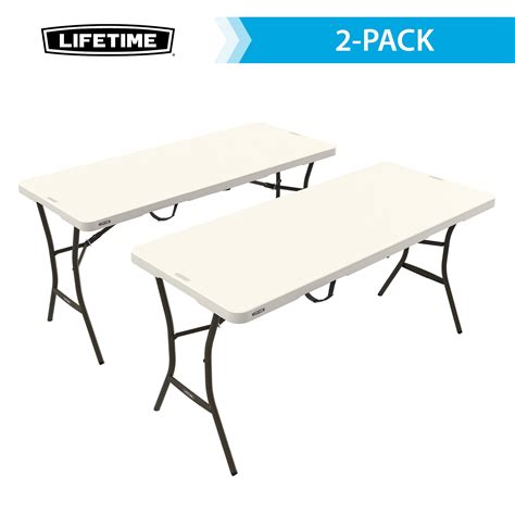 Lifetime Plastic 5-Foot Foldable Rectangle Table, Indoor/Outdoor, Pearl ...