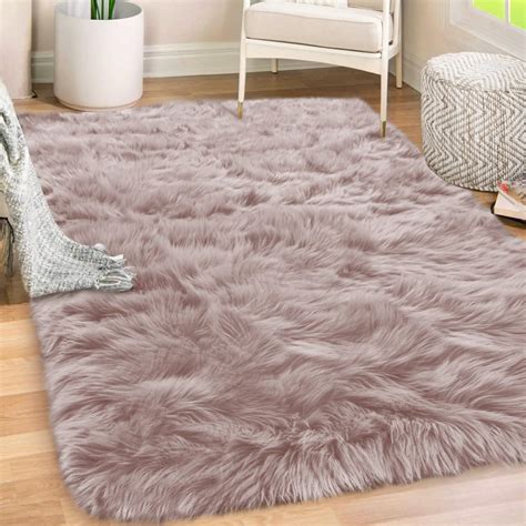Gorilla Grip Fluffy Faux Fur Rug, 4x6, Machine Washable Soft Furry Area ...