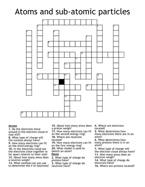 Atoms and sub-atomic particles Crossword - WordMint