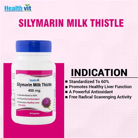 Healthvit Silymarin Milk Thistle 400 mg, 60 Capsules Price, Uses, Side ...