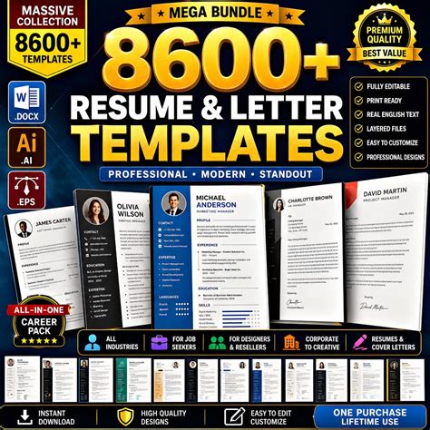 8600+ Premium Resume and Letter Templates Bundle | Professional ...