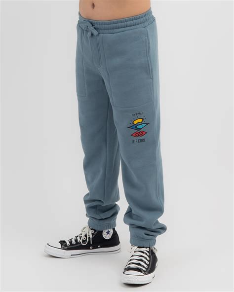 Shop Rip Curl Boys' Search Icon Track Pants In Dusty Blue - Fast ...