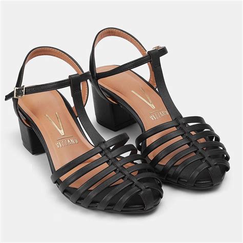 Buy Vizzano Womens Black T-Strap Block Sandal Heels Online