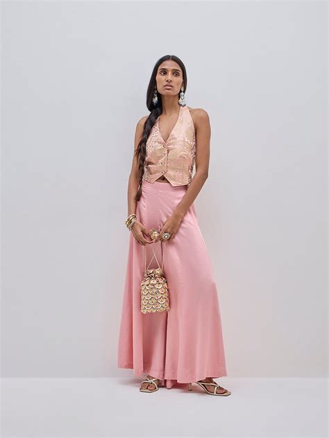 Buy Vark Pink Embroidered Halter Neck Top from Westside