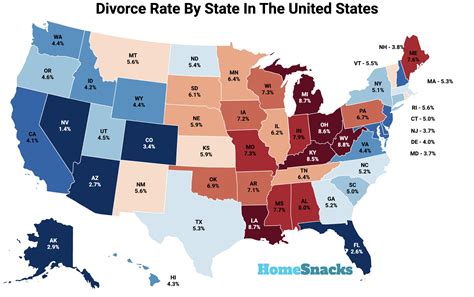 Divorce Rate By State In The United States [2025] | HomeSnacks